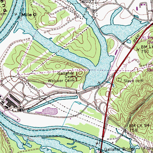 Topographic Map of Gallaher Cemetery, TN