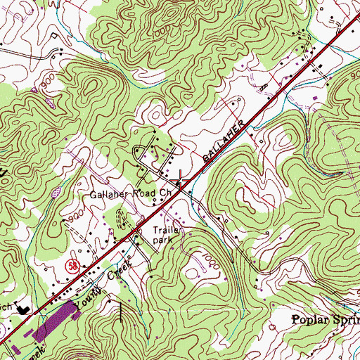 Topographic Map of Gallaher Road Church, TN