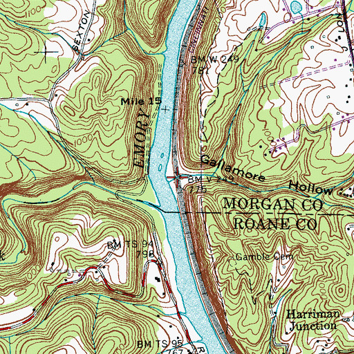 Topographic Map of Gallamore Hollow, TN