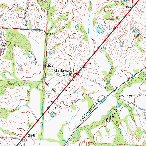 Topographic Map of Gallaway Cemetery, TN
