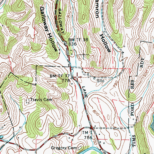 Topographic Map of Galloway Hollow, TN