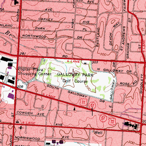 Topographic Map of Galloway Park, TN