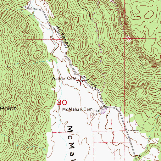Topographic Map of Walker Cemetery, AL