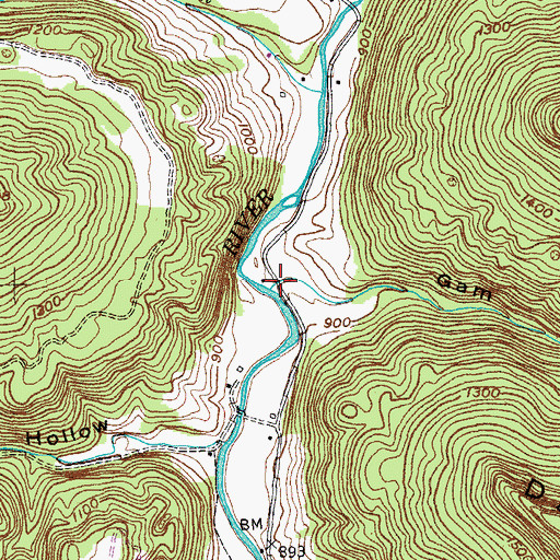 Topographic Map of Gam Hollow, TN