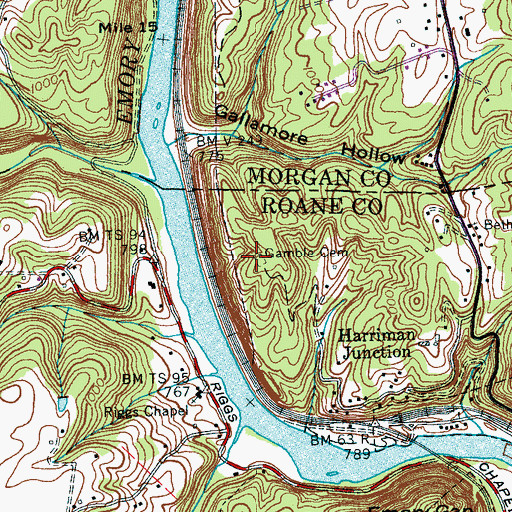 Topographic Map of Gamble Cemetery, TN