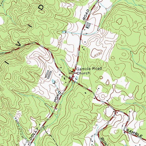 Topographic Map of Gamble Road Church, TN