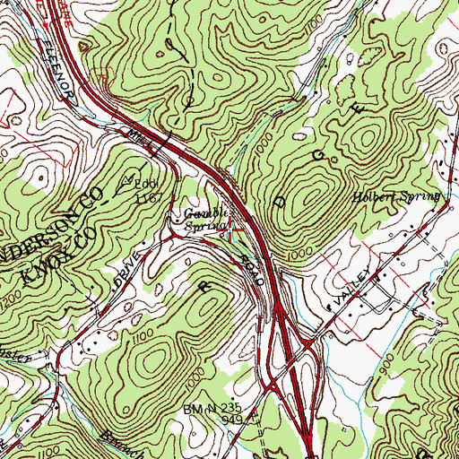 Topographic Map of Gamble Spring, TN