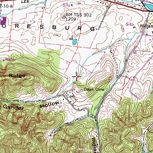 Topographic Map of Gander Hollow, TN