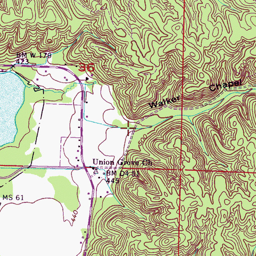 Topographic Map of Walker Chapel Hollow, AL
