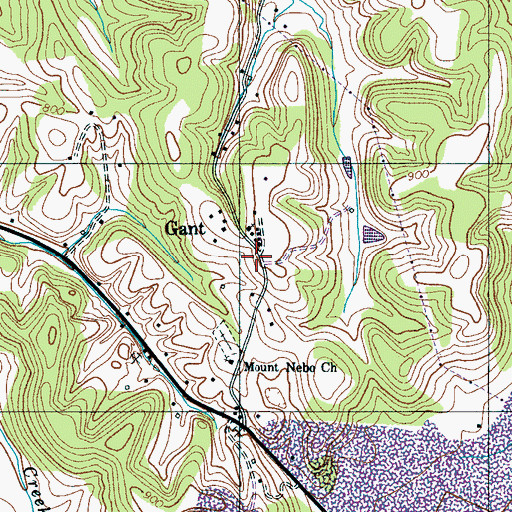 Topographic Map of Gant, TN