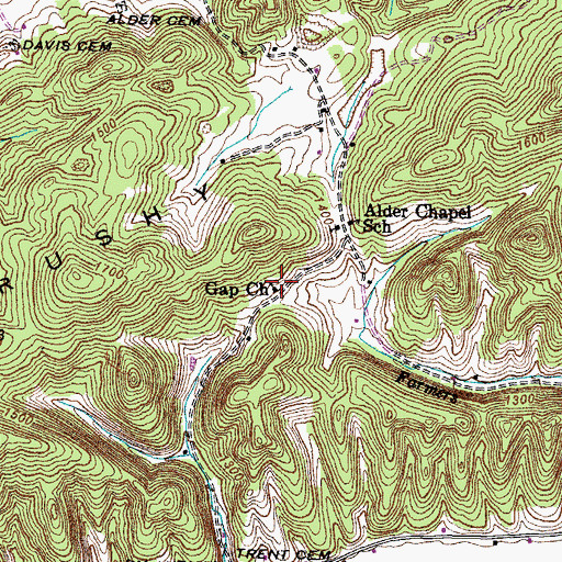 Topographic Map of Gap Church, TN