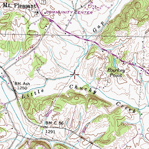 Topographic Map of Gap Creek, TN