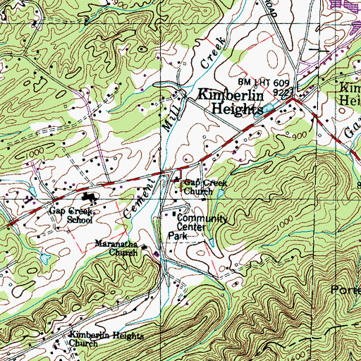 Topographic Map of Gap Creek Church, TN
