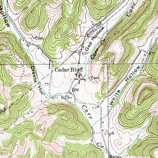 Topographic Map of Gap Hollow, TN