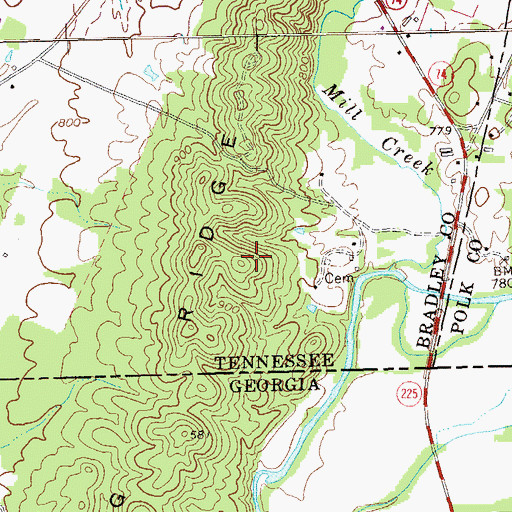 Topographic Map of Gap Spring Ridge, TN