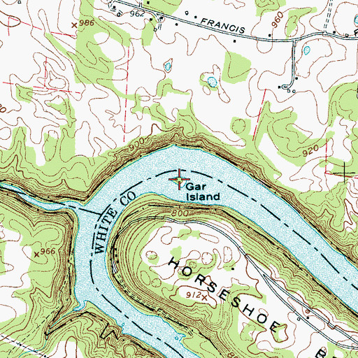 Topographic Map of Gar Island, TN