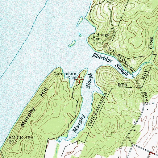 Topographic Map of Gardenhire Cemetery, TN