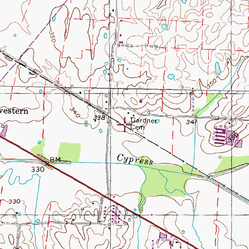 Topographic Map of Gardner Cemetery, TN