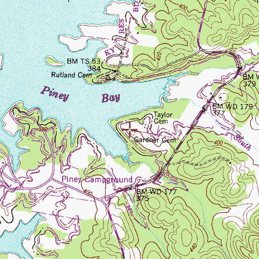 Topographic Map of Gardner Cemetery, TN