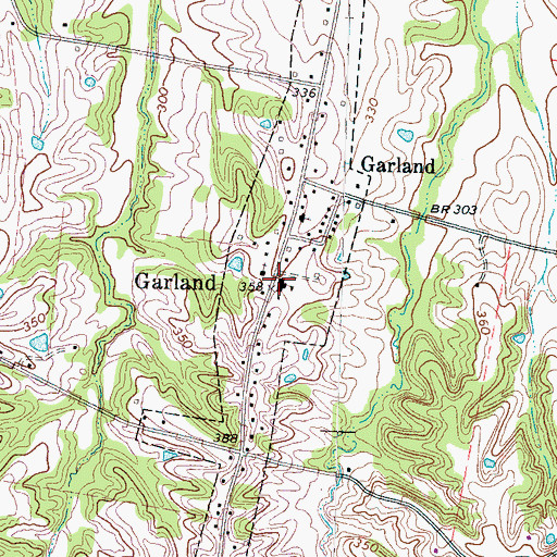 Topographic Map of Garland, TN