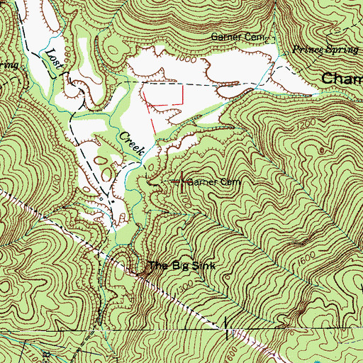 Topographic Map of Garner Cemetery, TN
