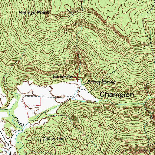 Topographic Map of Garner Cemetery, TN