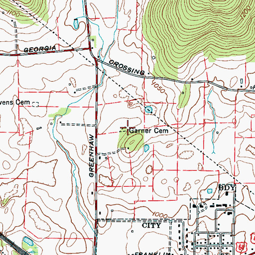 Topographic Map of Garner Cemetery, TN