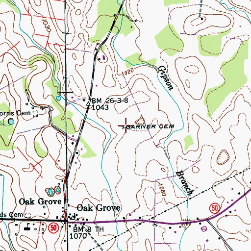 Topographic Map of Garner Cemetery, TN