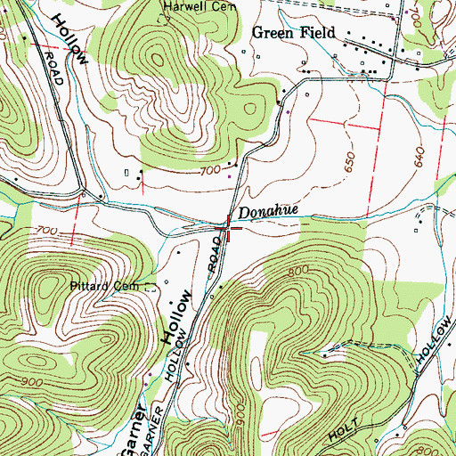 Topographic Map of Garner Hollow, TN