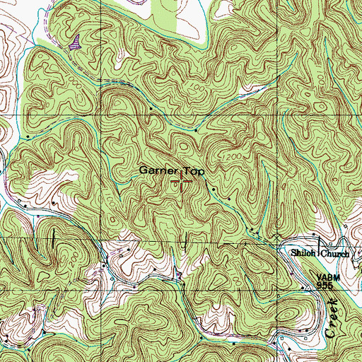 Topographic Map of Garner Top, TN