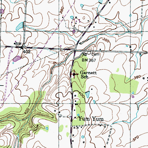 Topographic Map of Garnett School, TN