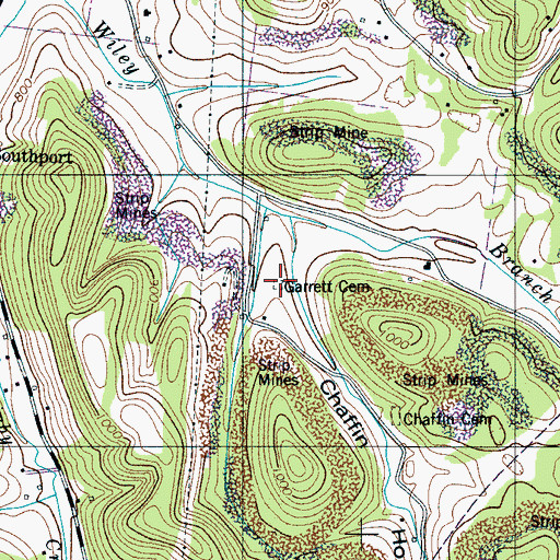 Topographic Map of Garrett Cemetery, TN