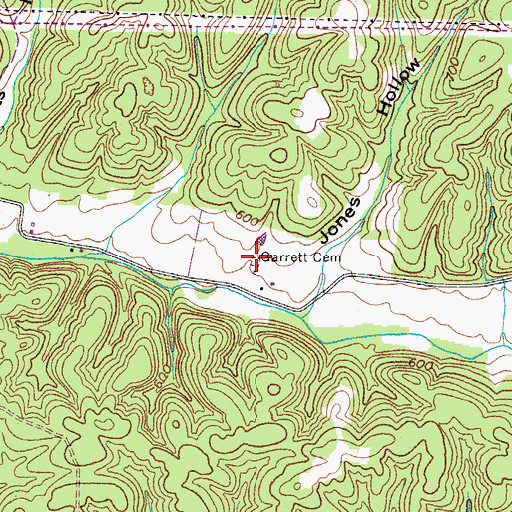 Topographic Map of Garrett Cemetery, TN