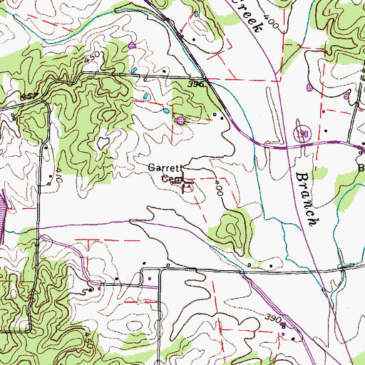 Topographic Map of Garrett Cemetery, TN