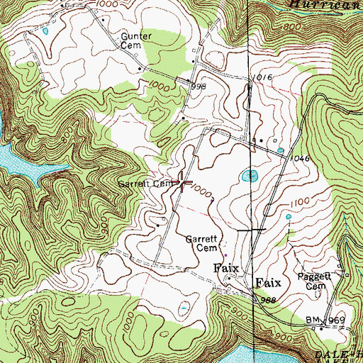 Topographic Map of Garrett Cemetery, TN