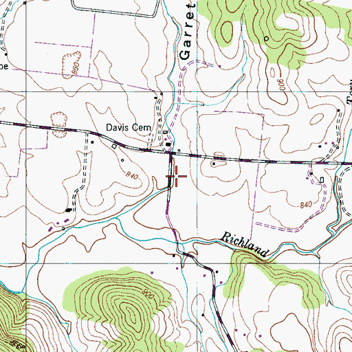 Topographic Map of Garrett Hollow, TN