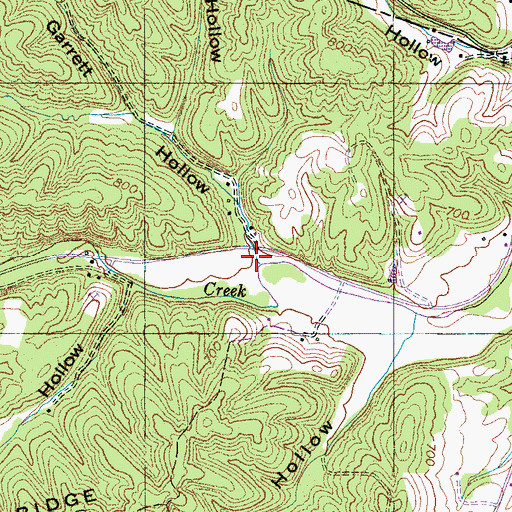 Topographic Map of Garrett Hollow, TN