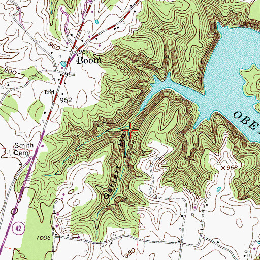Topographic Map of Garrett Hollow, TN