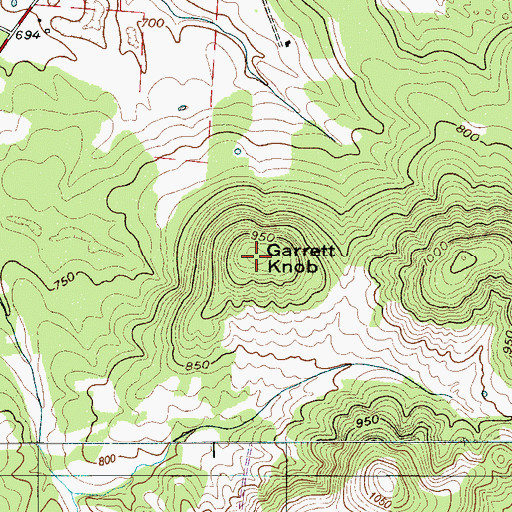 Topographic Map of Garrett Knob, TN