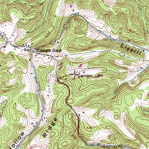 Topographic Map of Garrison Cemetery, TN