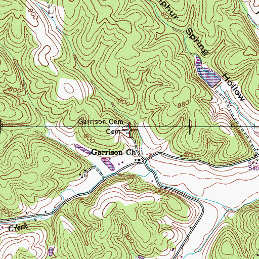 Topographic Map of Garrison Cemetery, TN