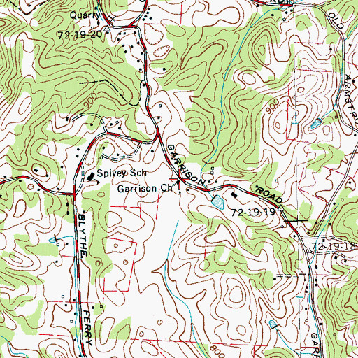 Topographic Map of Garrison Church, TN