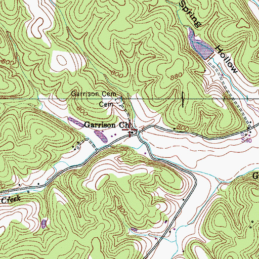 Topographic Map of Garrison Church, TN