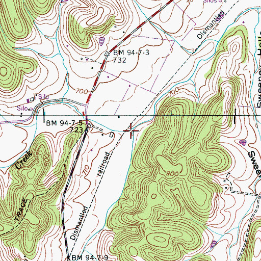 Topographic Map of Garrison Creek, TN