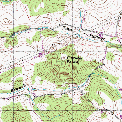 Topographic Map of Garvey Knob, TN