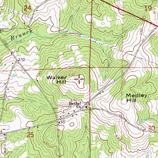 Topographic Map of Walker Hill, AL