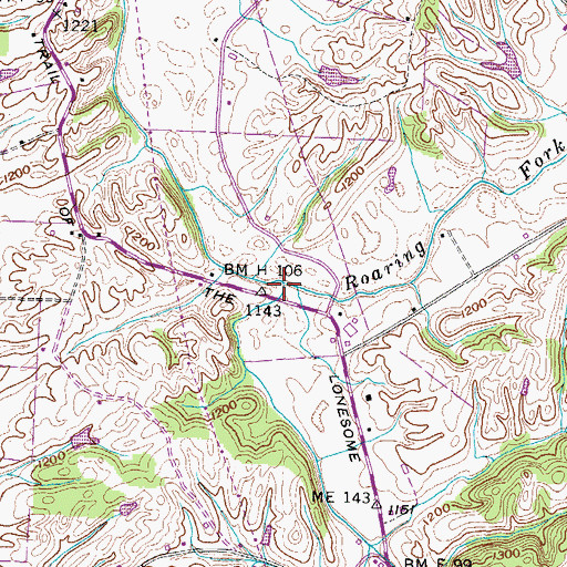 Topographic Map of Gass Creek, TN