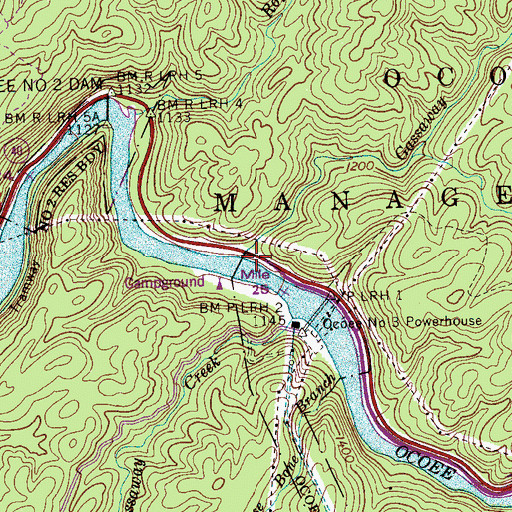 Topographic Map of Gassaway Creek, TN