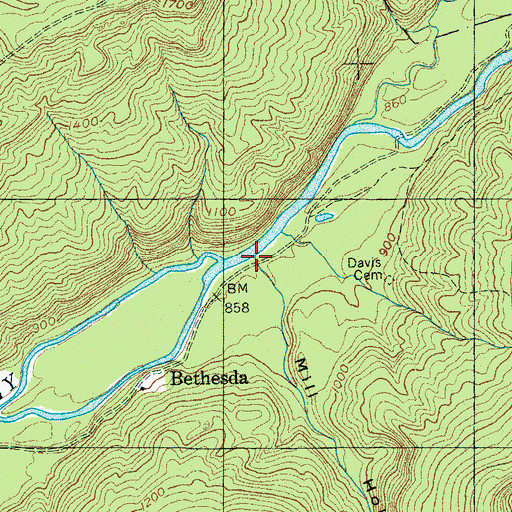 Topographic Map of Gastens Branch, TN
