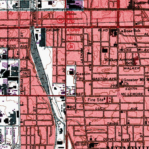 Topographic Map of Gaston Park, TN